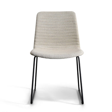 Eric Modern Dining Chair in White with Matte Black Steel Legs for Kitchen, Living Room and Dining Room (Set of 2, Beige Upholstered Seat) Dining Chair Gingko